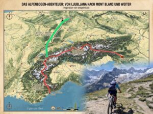 Read more about the article The Bow – Überquerung des Alpenbogens mit dem MTB von Ljubljana zum Mont Blanc